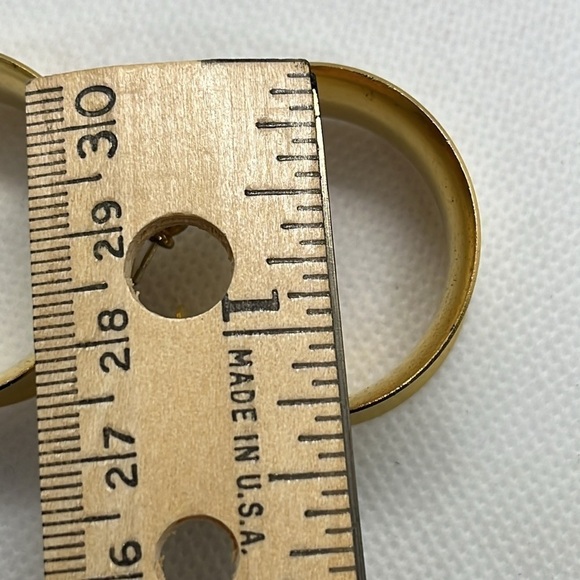 Thick Gold Tone Hoop Earrings Post Back - Picture 7 of 10